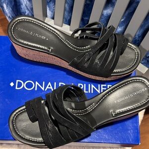Donald J. Pliner Black Wedge Sandals